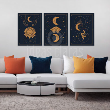 Cuadro Luna y Sol dorado